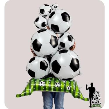 Imagem de Eanjia 2 balões de troféu de futebol, balões grandes de 152 cm, balões de alumínio de 152 cm, balão de bola de futebol para decorações de festas de futebol, aniversário, celebrações temáticas