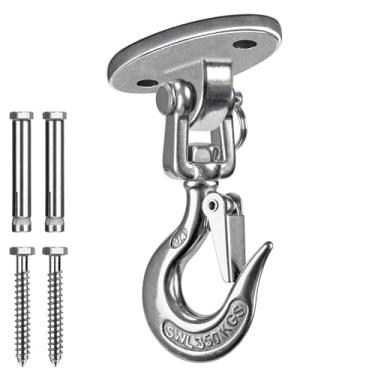 Imagem de SELEWARE Heavy Duty Ceiling Swing Hanger with Safety Hook - Stainless Steel 360° Swivel Mount for Aerial Yoga, Porch Swing, Hammock Chair, Punching Bag, Tire Swing, 1000 LB Capacity