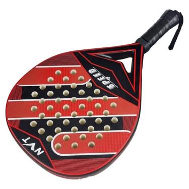 Imagem de NVT Raquete de Padel de Fibra de Carbono - Raquete de Padel Design Leve com Aderência Confortável - Resistente a Todos os Climas - Cabeça de Raquete de Padel de Fibra de Vidro Híbrido e Fibra de