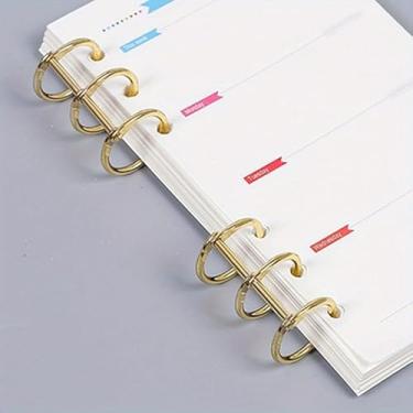 Imagem de 3 peças de fichário de metal com folhas soltas de metal anéis articulados álbum de recortes clip artesanato álbum de fotos anéis de fichário de meia letra (ouro)