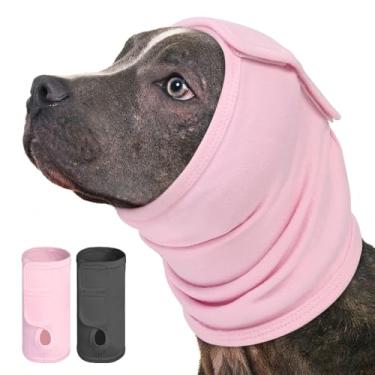 Imagem de AOFITEE Moletom com capuz calmante para cães, faixa de cabeça antiderrapante para hematoma canino, protetor de orelha ajustável para ansiedade de ruído, envoltório de orelha para cães, fogos de