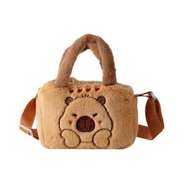 Imagem de Bolsa De Ombro Infantil De Pelúcia Com Desenho De Kapibara Para Menina