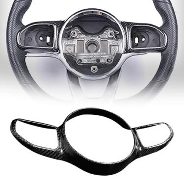 Imagem de FINMOKAL Capa de moldura de botão de volante de carro de fibra de carbono real compatível com Benz W118 CLA A-Class CLA200 CLA260 A180 AMG 2020-2023 (preto)
