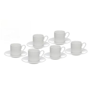Imagem de Jogo 6 Xicaras De Café Com Pires 80ml Em Porcelana 12 Peças(Branco)