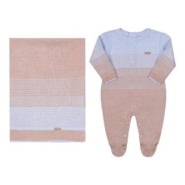 Imagem de Saída Maternidade Luxo Bebê Menino Malha Tricô Paraiso 15367-Masculino