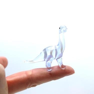 Imagem de Sansukjai Apatosaurus Micro Tiny Figurines Hand Blown Glass Art Animals Dinosaur Collectible Gift Home Décor (Light Purple)