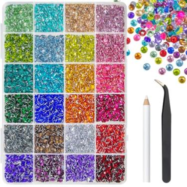 Imagem de Strass de resina de cristal de 5 mm de 24 cores para artesanato deslumbrante SS20 pedras planas pedras coloridas diamantes pingentes para copos garrafas artesanato roupas sapatos unhas olhos rosto