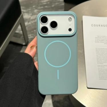 Imagem de SFDSUH Capa de luxo fosca com carregamento magnético para iPhone 16e, à prova de choque e com bordas reforçadas (para iPhone 16e/Azul)