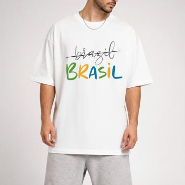 Imagem de Camiseta Oversized Estampa Brasil Masculina-Masculino