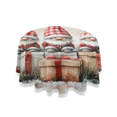 Imagem de Qilmy Toalha de mesa redonda de palmeira de treliça verde, 152 cm, resistente à água, à prova de derramamento, capa de mesa grande para jantar de reunião de família em ambientes internos e externos