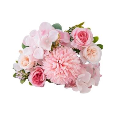 Imagem de Buquê De Flores Artificiais De Seda Rosa Crisântemo Para Casamento, Ar