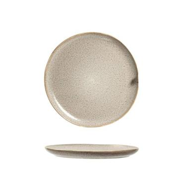 Imagem de Prato de jantar de bife redondo retrô de cerâmica para forno de mesa fresco transformado em cinza 23 cm