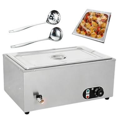 Imagem de Aquecedor EléTrico Comercial De Alimentos De 1500w,Banho-Maria Em AçO InoxidáVel Para Buffet,Com Controle De Temperatura,Concha E Colher Perfurada Para Festas E Eventos De Catering