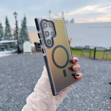 Imagem de Capa de celular com lente metálica para Samsung Galaxy S25 S24 Ultra S23 Plus S22 S21 A53 A54 A55 com carregamento sem fio (para Samsung A24 A25/Preto)