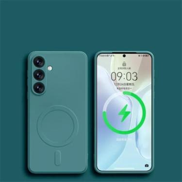 Imagem de Capa para Samsung Galaxy A55 S24 S25 Ultra S23 Fe S22 S21 Plus A15 A35 5G (Para S21 Plus/Verde Escuro)