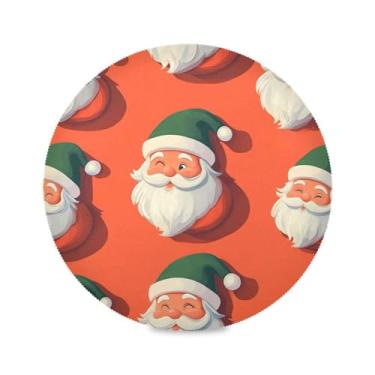 Imagem de STAYTOP Jogo americano redondo com desenho fofo de Papai Noel, 1 peça, tapetes de mesa antiderrapantes fáceis de limpar para casa, cozinha, churrasco, festa, decoração de mesa