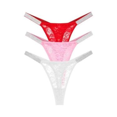 Imagem de Calcinhas De Renda Sexy Femininas Com Cintos Brilhantes, Lingerie Ínti