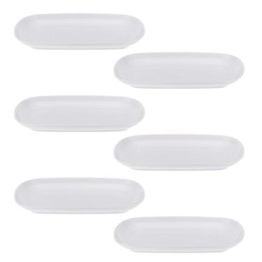 Imagem de Kit Seis Travessa Retangular de Melamina Rasa 19 x 12,5 x 2 cm WECK