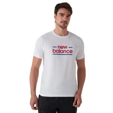 Imagem de Camiseta Masculina New Balance Estampa Branco/Vermelho, Branco, Vermel