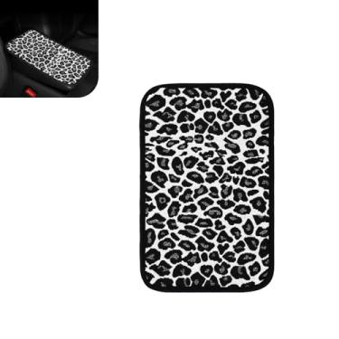 Imagem de Yidcidu Almofada de apoio de braço com estampa de leopardo, almofada de cobertura de console central de carro macia de fibra de juta, almofada protetora antiderrapante para apoio de braço, universal