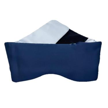 Imagem de Máscara ocular de seda para dormir, máscara blackout para dormir para mulheres e homens, tamanho grande ajustável, suave e sem pressão, adequada para a pele (azul escuro)
