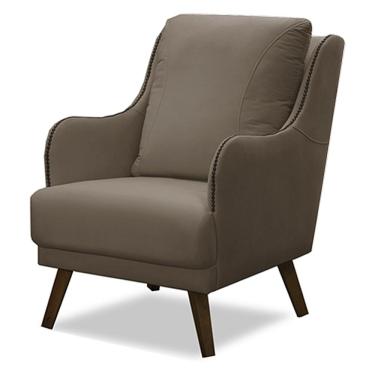 Imagem de Poltrona Decorativa Catar com Tachas Veludo Bege - Gran Belo