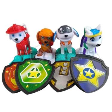 Imagem de Kit 4 Bonecos Brinquedos Patrulha Canina Com Skate 8Cm