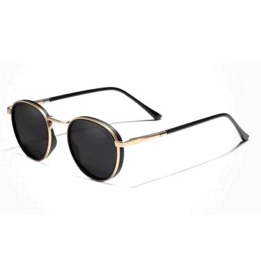 Imagem de Óculos De Sol Redondo Para Homens E Mulheres Uv400 Polarizado Moda Vintage Dourado