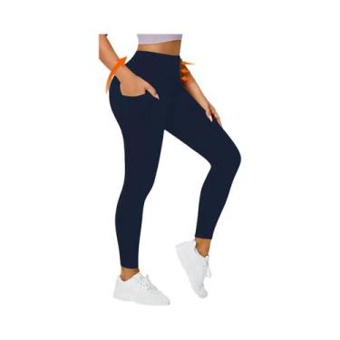 Imagem de Leggings Esportivas Femininas De Cintura Alta Super Macias Com Bolsos 