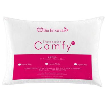 Imagem de Travesseiro Comfy Suporte Médio Fibra Siliconizada 500 Gramas 70cm X 50cm - 1 Unidade