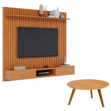 Imagem de Painel Suspenso Loft 1.8 Com Mesa De Centro Classic Redonda Nature - I