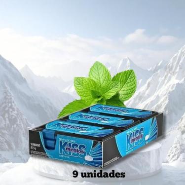 Imagem de Pastilhas bala mentos kiss flat sem açúcar 9 lata 17,5gr Sabores:MENTA