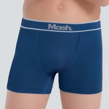 Imagem de Kit 2 cuecas boxer microfibra sem costura infantil m azul jeans escuro