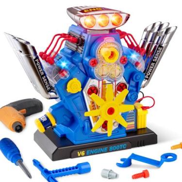 Imagem de Kit de construção STEM Novo modelo de motor V6 com luzes e sons - POFJ