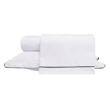 Imagem de Jogo de Lençol com Vivo Basics Branco e Preto 200 Fios - King Size - W