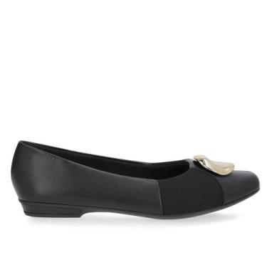 Imagem de Sapatilha Usaflex Couro Lateral Tecido UC05004, Preto, 38