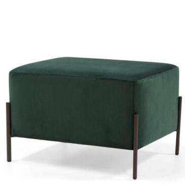 Imagem de Puff Retangular Decorativo Status Pés de Aço Veludo Verde C-303 - Lyam