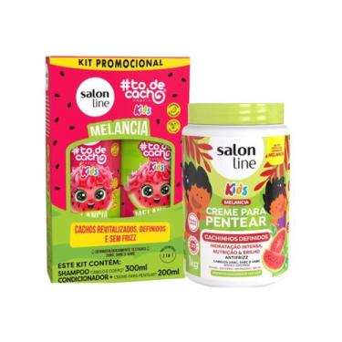 Imagem de Kit Salon Line ToDeCacho Kids Melancia Sh 300ml+Cond 200ml+Cr Pentear 