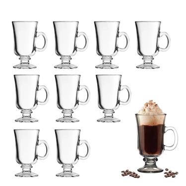 Imagem de Jogo 10 Xícara Para Cappuccino E Café Caneca Irish Irlandesa Vidro Transparente 114ml H...