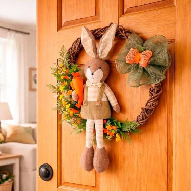Imagem de Guirlanda Páscoa Coelho Pernas Mole Arranjo Decoração 60cm