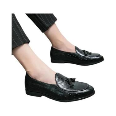 Imagem de Sapatos Masculinos De Couro Estilo Britânico, Sem Cadarço, Com Borlas,