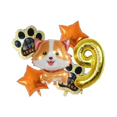 Imagem de Balões De Hélio Corgi Husky 6pcs, Decoração De Festa De Aniversário E 