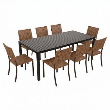 Imagem de Jogo De Mesa E 8 Cadeiras Aluminio Para Sala Jantar Jardim - Sarah Móv
