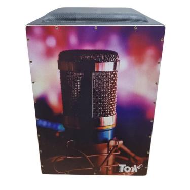 Imagem de Cajón Elétrico Super Luxo Microfone Com Bongô Embutido Tok