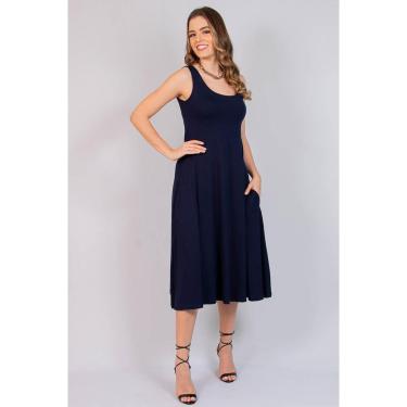 Imagem de Vestido Maria Paes Midi Marinho-Feminino