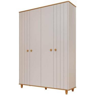 Imagem de Guarda Roupa Infantil Retro Permobili Cupcake 4 portas MDF -, Off Whit