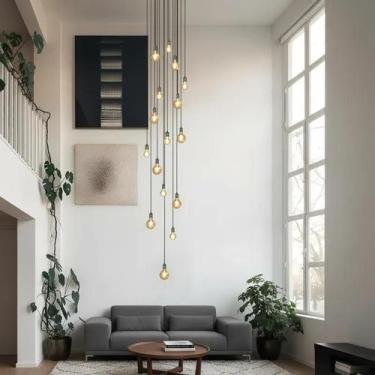 Imagem de Lustre para sala Pratic 16 lâmpadas dourado pé direito alto - Otago