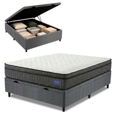 Imagem de Cama Box Baú Colchão Casal Ortopédico D33 Euro Pillow Ultra 138x188x66cm