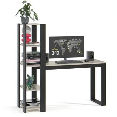 Imagem de Escrivaninha Home Paris 121cm com Estante 4 Prateleiras Mesa para Comp