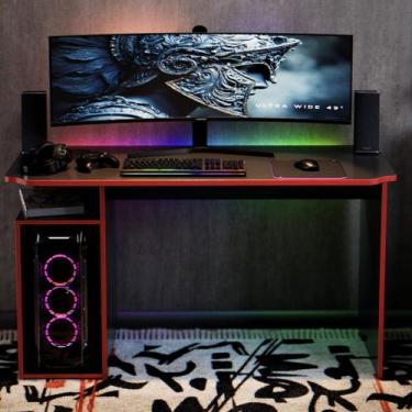 Imagem de Escrivaninha Athenas 115cm com Nichos Mesa Gamer para Computador Home 